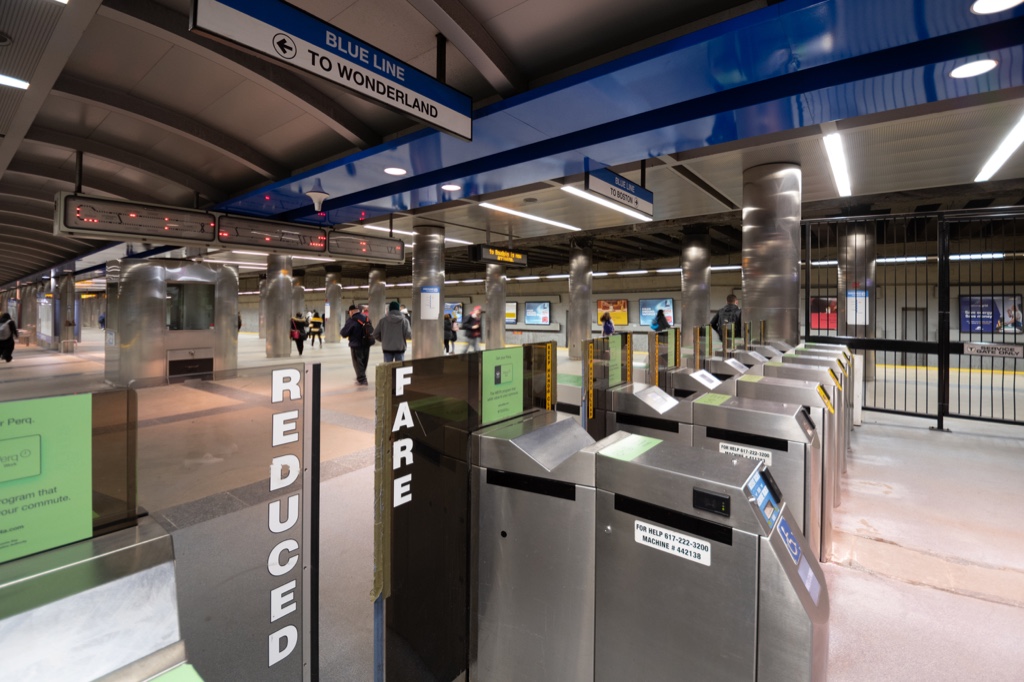 Reduced fare gate at a Blue Line station